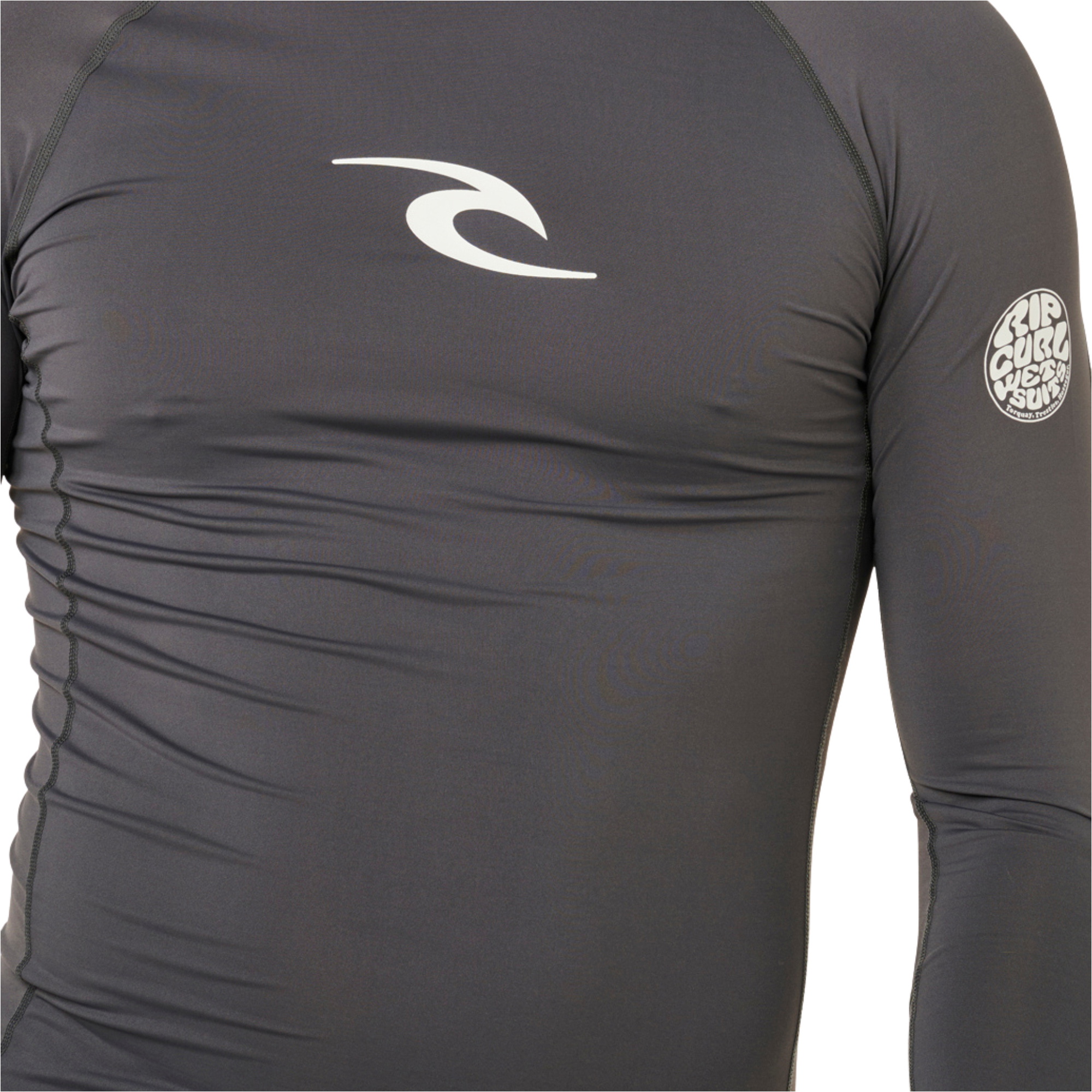 2026 Rip Curl M&auml;nner Waves UPF Performance Langarm-Lycra-Weste 16FMRV - Charcoal Grey